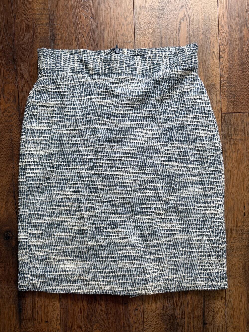 Banana Republic Womens 4 Blue Cream Plaid Tweed Office Siren Pencil Skirt Lined